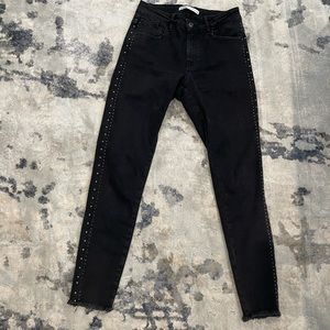 Zara, studded, black skinny jeans. Size 28/6